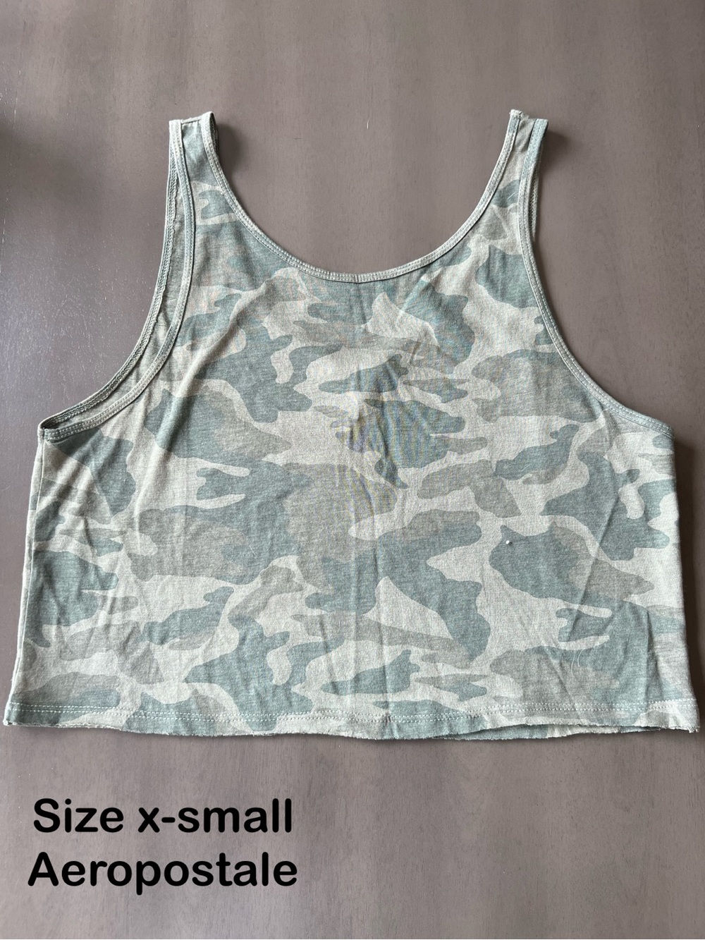 Aeropostale Women's Olive & Light Tan Camo Crop Tank